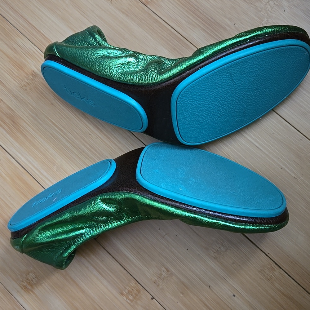 Tieks Shimmering Green Ballet Flats - Picture 2 of 4
